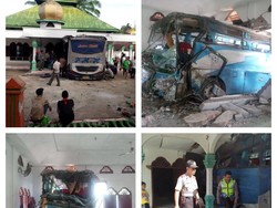 Bus Tabrak Truk Sayur dan Masjid di Sumut, 2 Orang Tewas