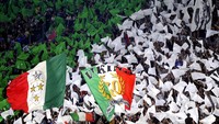 Fans Juventus terus memberikan dukungan kepada timnya. Giorgio Perottino/Reuters/detikFoto.
