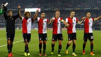 Para pemain Feyenoord merayakan kemenangan. Michael Kooren/Reuters/detikFoto.