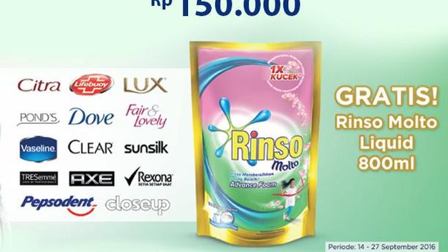 Gratis Rinso untuk Pembelian Produk Unilever di Transmart