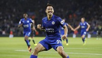 Dalam pertandingan di King Power Stadium, Rabu (21/9/2016) dinihari WIB, tuan rumah Leicester mencetak gol lebih dulu lewat Shinji Okazaki di menit ke-17. Okazaki mencetak gol kedua di menit ke-34. Reuters/Darren Staples.