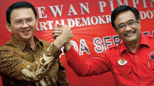 Ahok berpasangan dengan kader PDIP Djarot Siaful Hidayat pada Pilkada DKI 2017.