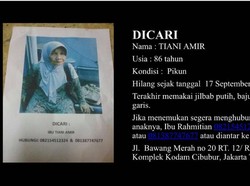 Tolong! Nenek Tiani yang Pikun Ini Hilang dan Dicari Keluarga