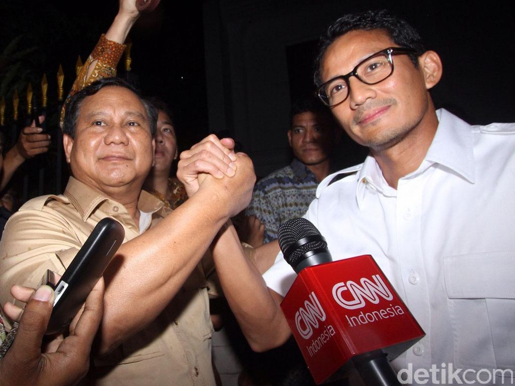 Gerindra Deklarasikan Prabowo-Sandi Hari Ini di Kertanegara