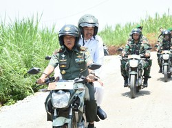 Tes Jalan Hasil TMMD, Pangdam Siliwangi dan Bupati Dedi Naik Motor Berboncengan
