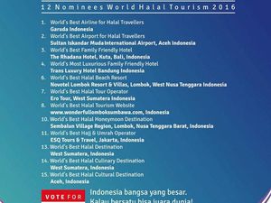 Ayo Dukung Wakil Indonesia di World Halal Torism Awards 2016