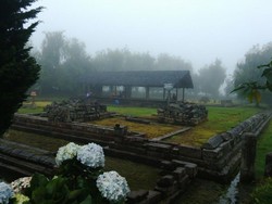 Syahdunya Kompleks Candi Arjuna Dieng di Kala Hujan