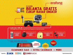 Belanja Gratis Selama Harbolnas, Cukup Bayar Ongkir! Klik Erafone.com