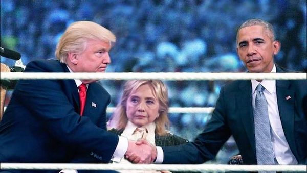 Pertemuan Canggung Trump & Obama Jadi Lelucon Photoshop
