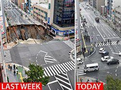 Lubang Raksasa Diperbaiki Cuma Seminggu, Netizen Kagumi Kerja Keras Jepang