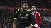Ekspresi Diego Costa usai mencetak gol penentu kemenangan Chelsea atas Middlesbrough. Gol itu juga mengantar The Blues memuncaki klasemen. (Foto: Reuters / Andrew Yates Livepic)