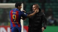 Reuni Luis Suarez dan Brendan Rodgers. Keduanya pernah bersama di Liverpool beberapa musim lalu. (Foto: Reuters / Lee Smith Livepic)