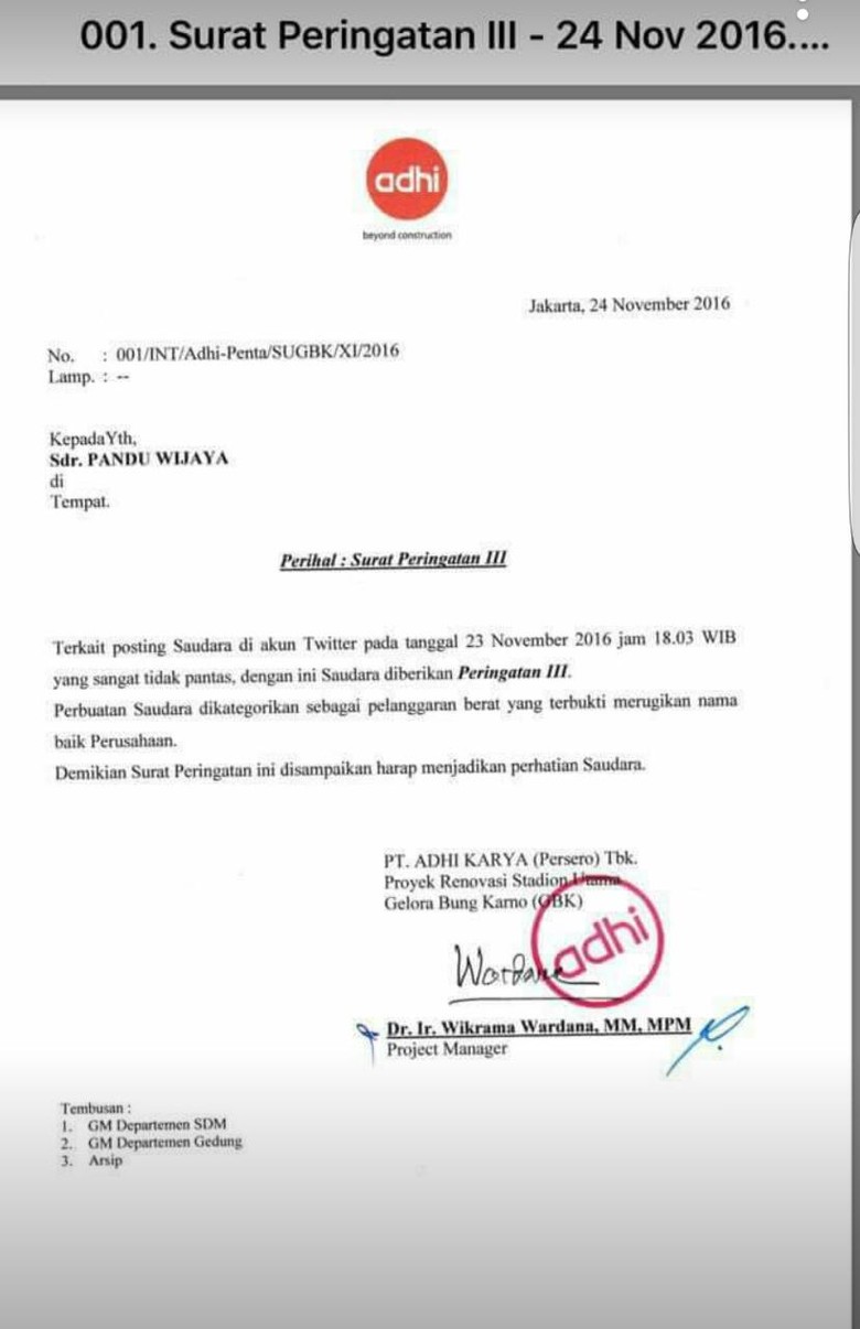 Karyawan PT Adhi Karya Di-SP3 Gara-gara Hina Gus Mus di Twitter Karyawan PT Adhi Karya Di-SP3 Gara-gara Hina Gus Mus di Twitter