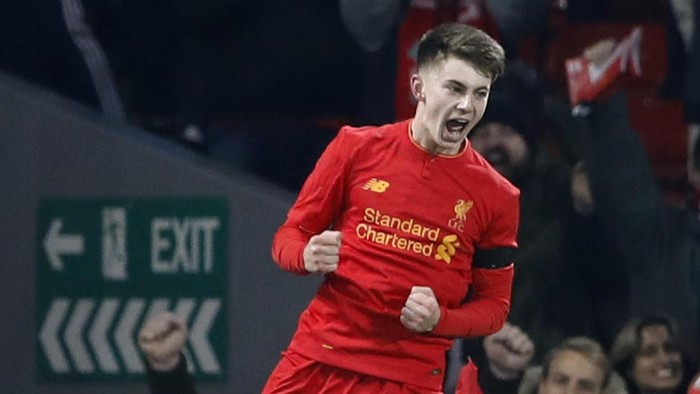 Britain Football Soccer - Liverpool v Leeds United - EFL Cup Quarter Final - Anfield - 29/11/16 Liverpools Ben Woodburn celebrates scoring their second goal  Action Images via Reuters / Carl Recine Livepic EDITORIAL USE ONLY. No use with unauthorized audio, video, data, fixture lists, club/league logos or 