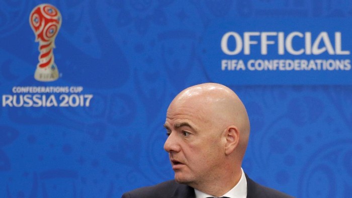 FIFA President Gianni Infantino attends a news conference prior to the Confederations Cup 2017 official draw in Kazan, Russia, November 26, 2016. REUTERS/Maxim Shemetov