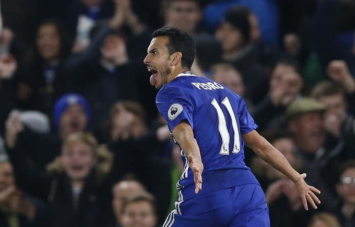 Football Soccer Britain - Chelsea v Tottenham Hotspur - Premier League - Stamford Bridge - 26/11/16 Chelsea's Pedro celebrates scoring their first goal  Action Images via Reuters / Matthew Childs Livepic EDITORIAL USE ONLY. No use with unauthorized audio, video, data, fixture lists, club/league logos or 