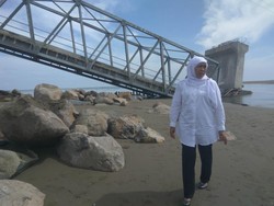 Mensos Khofifah Tinjau Rumah dan Jembatan Rusak di Pidie
