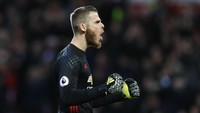 David De Gea merayakan gol yang dicetak oleh Henrikh Mkhitaryan. Dengan kemenangan ini, MU menempati posisi enam dengan 24 poin, tertinggal tiga angka dari Spurs di peringkat lima. Jason Cairnduff/Reuters/detikFoto.