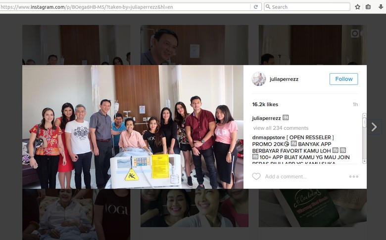 Jenguk Julia Perez di RSCM, Ahok: Doain Saya Juga Ya Jenguk Julia Perez di RSCM, Ahok: Doain Saya Juga Ya