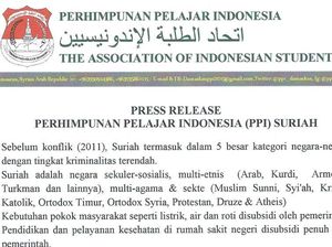 PPI Damaskus Jelaskan Soal Konflik dan Kondisi Terkini Suriah