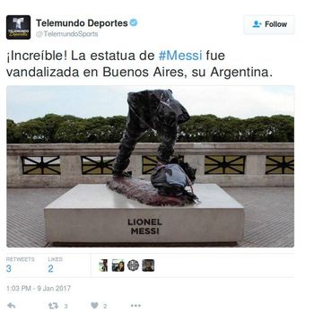 Patung Messi di Buenos Aires Dirusak