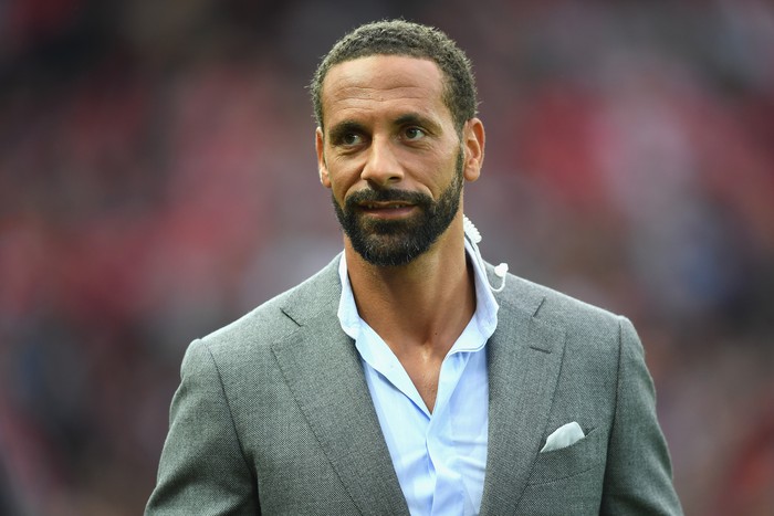 MANCHESTER, ENGLAND - AUGUST 03: Rio Ferdinand looks on during the Wayne Rooney Testimonial match between Manchester United and Everton at Old Trafford on August 3, 2016 in Manchester, England.  (Photo by Michael Regan/Getty Images)