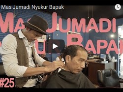 Iseng, Jokowi Cukur Rambut Jadi Bahan Vlog Kaesang