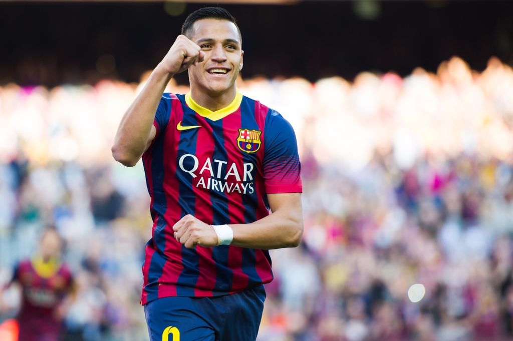BARCELONA, SPAIN - MARCH 16: Alexis Sanchez of FC Barcelona celebrates after scoring his team's second goal during the La Liga match between FC Barcelona and CA Osasuna at Camp Nou on March 16, 2014 in Barcelona, Spain. (Photo by Alex Caparros/Getty Images)