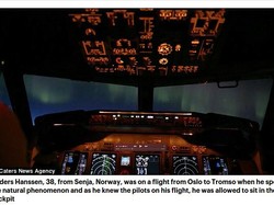 Jepretan Aurora Cantik dari Kokpit Pesawat di Norwegia