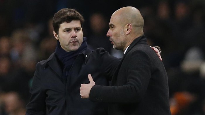 Britain Soccer Football - Manchester City v Tottenham Hotspur - Premier League - Etihad Stadium - 21/1/17 Manchester City manager Pep Guardiola and Tottenham manager Mauricio Pochettino after the match  Reuters / Andrew Yates Livepic EDITORIAL USE ONLY. No use with unauthorized audio, video, data, fixture lists, club/league logos or 