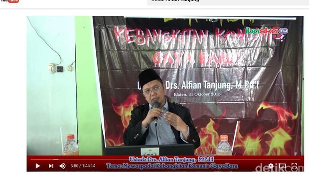 Ustaz Alfian Tanjung dalam salah satu video ceramahnya yang tersebar di Youtube