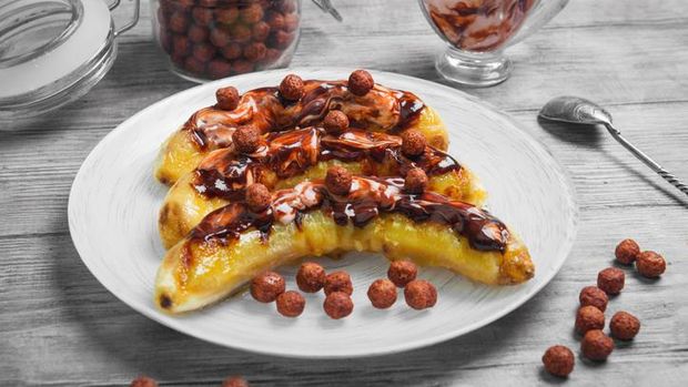 pisang bakar keju saus karamel