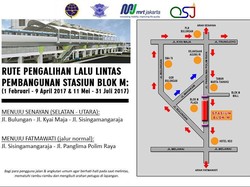 Ada Proyek Stasiun Blok M dan Haji Nawi, Lalu Lintas Dialihkan