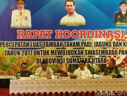 Rakor di Medan, Mentan Apresiasi Produksi Padi Naik 500 Ribu Ton