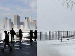 Penampakan Sebelum dan Sesudah Badai Salju di New York