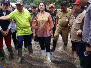 Puan Tinjau Korban Banjir Bandang di Bitung