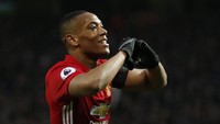 Perayaan gol Anthony Martial ke gawang Watford. Ini merupakan gol ketiga Martial di Premier League musim ini dan yang ketujuh di semua kompetisi. (Foto: Reuters / Andrew Yates Livepic)