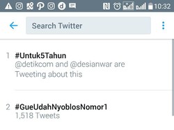 #Untuk5Tahun Menggema di Linimasa Twitter