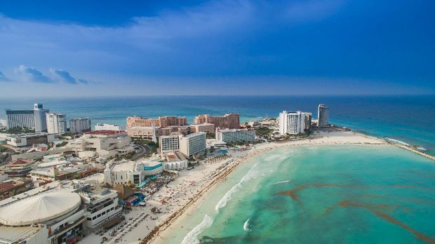 View of the city of Cancun in Mexico