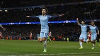 Delapan gol tercipta saat Manchester City menghadapi Monaco di leg pertama babak 16 besar Liga Champions. City yang dua kali tertinggal akhirnya keluar sebagai pemenang dengan skor 5-3. Reuters/Lee Smith.