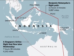 Begini Rute Melingkar Pesawat PM Israel Hindari Wilayah Indonesia