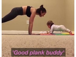 Aksi Bayi 6 Bulan Lakukan Plank Bersama Ibunya yang Jadi Viral