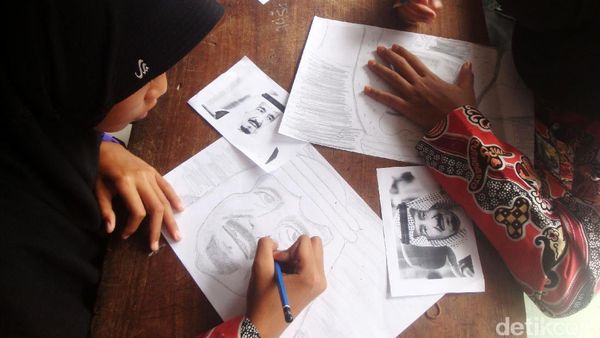 Siswa SMP di Banyumas Lukis Wajah Raja Salman