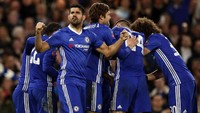 Para pemain Chelsea merayakan gol yang dicetak oleh NGolo Kante. Pool/John Sibley/Reuters/detikFoto.