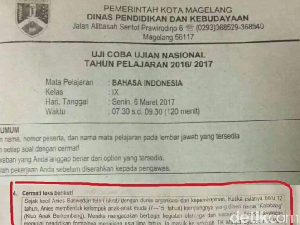 Nama Anies-Sandi Ada di Naskah Uji Coba UN di Kota Magelang