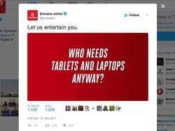 Soal Larangan Laptop di Kabin, Emirates: Siapa yang Butuh Laptop?