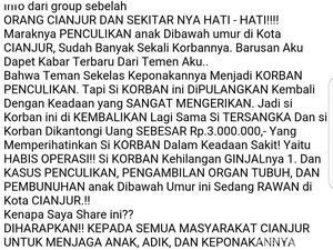 Lagi, Hoax Tersebar di Cianjur soal Penculikan dan Penjualan Organ