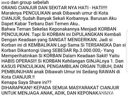 Lagi, Hoax Tersebar di Cianjur soal Penculikan dan Penjualan Organ