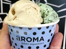 aROMA Gelato: Lembut Creamy Gelato Hazelnut dan Mint Chocolate Racikan Gerai Italia