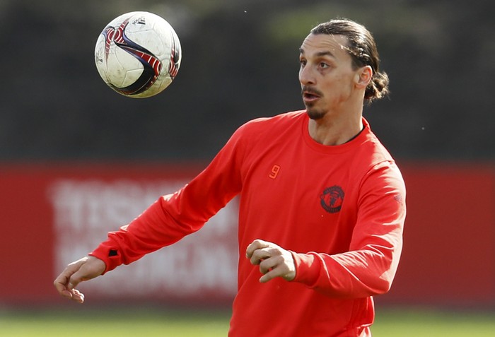 Britain Soccer Football - Manchester United Training - Manchester United Training Ground - 15/3/17 Manchester Uniteds Zlatan Ibrahimovic during training Action Images via Reuters / Jason Cairnduff Livepic
